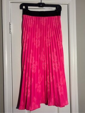 BNWOT DKNY Hot Pink Pleated Midi Skirt with Branded Waistband size XL
